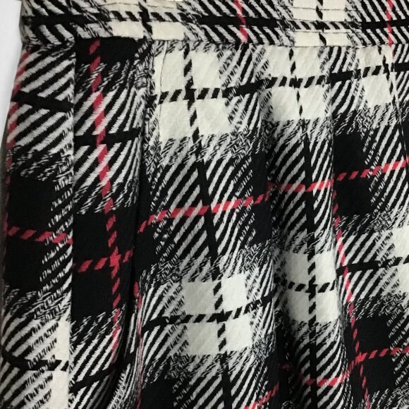 SUMMIT one Wool Blend Vintage Black, White & Red Stripes Plaid A-Line Skirt - Picture 2 of 9